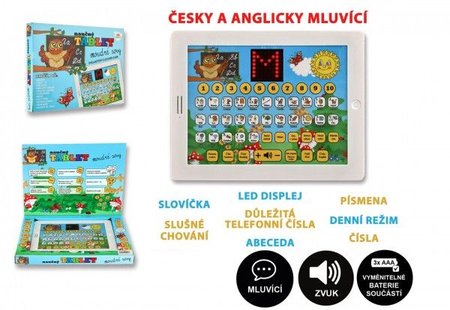 Naun tablet moudr sovy dvojjazyn CZ+AJ plast na baterie se zvukem