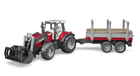 Bruder 2046 Massey Ferguson 7480 s nakladaem a pvsem na devo