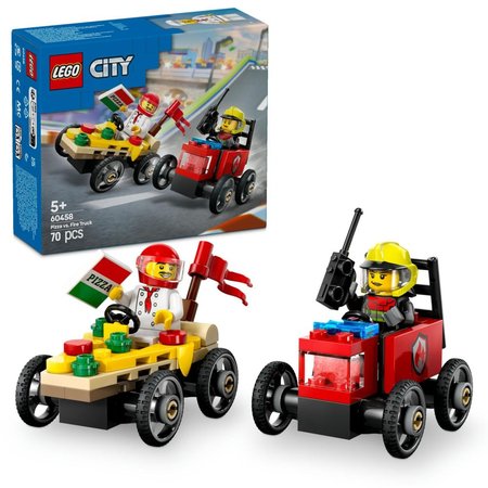 LEGO City 60458 Zvodn balek: Rozvoz pizzy vs. hasisk auto